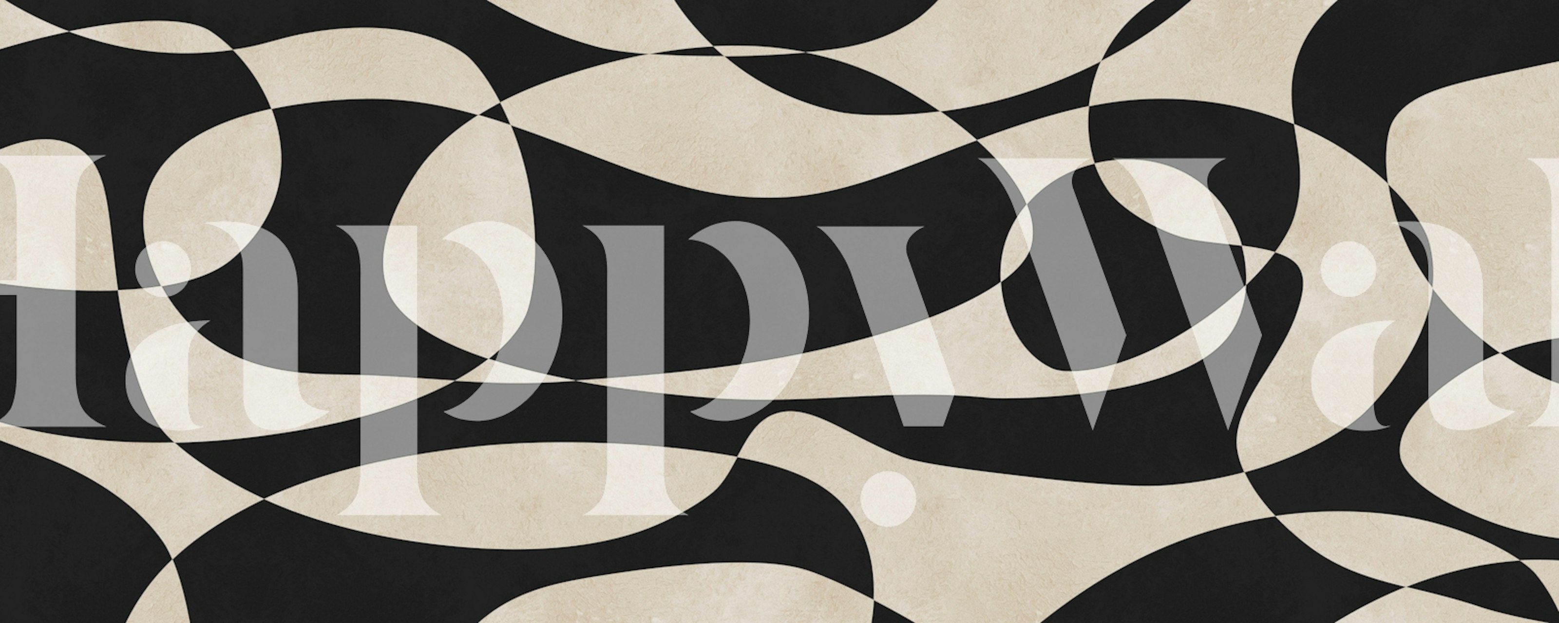 Monochrome Fluid Shapes wallpaper in a room