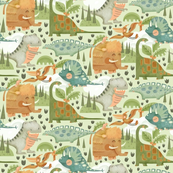 Dinosaur Dreamland - Sage Green