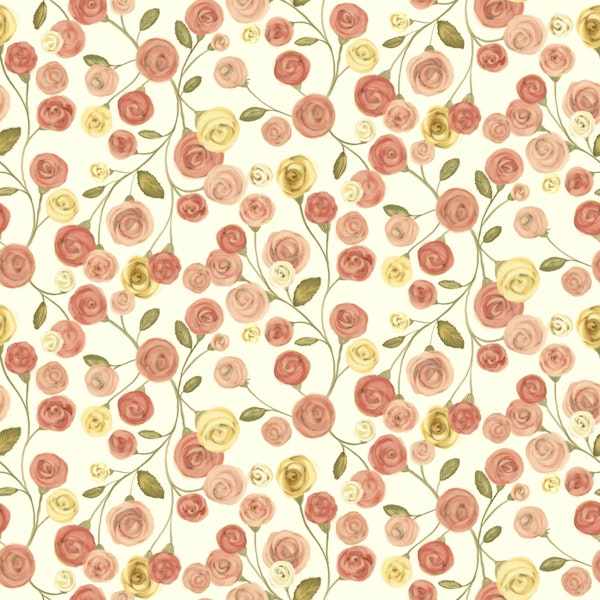 Blushing Rose Garden - Cream