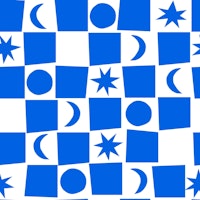 Stars and moon checker blue wallpaper