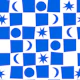 Stars and moon checker blue