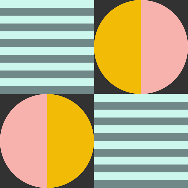Retro Color Block Checkerboard Pink Gray Blue