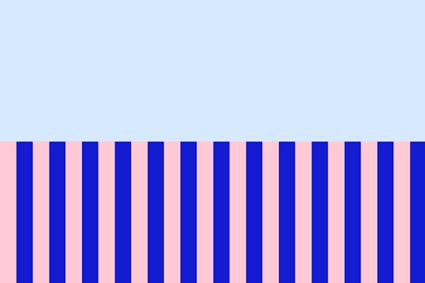 rosa and blue stripes on light blue