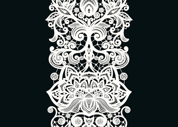 White Lace Stripes on Black