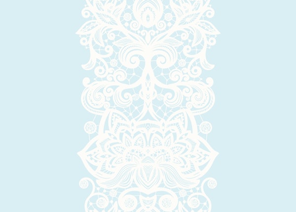 White Lace Stripes on Blue