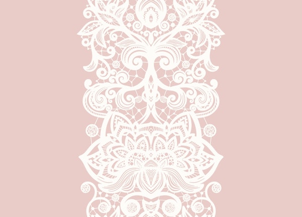 White Lace Stripes on Dusty Pink