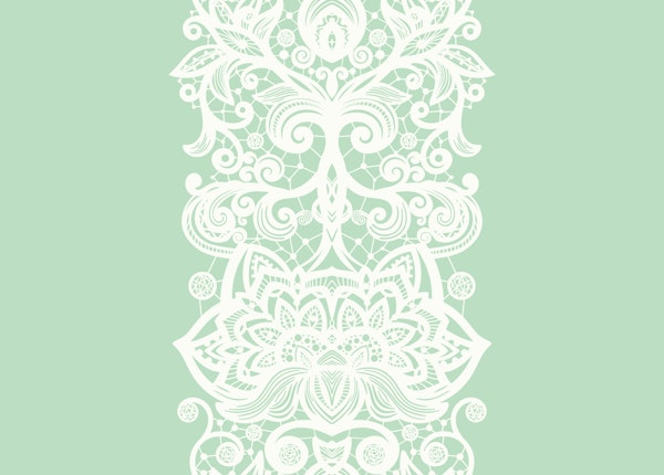 White Lace Stripes on Green