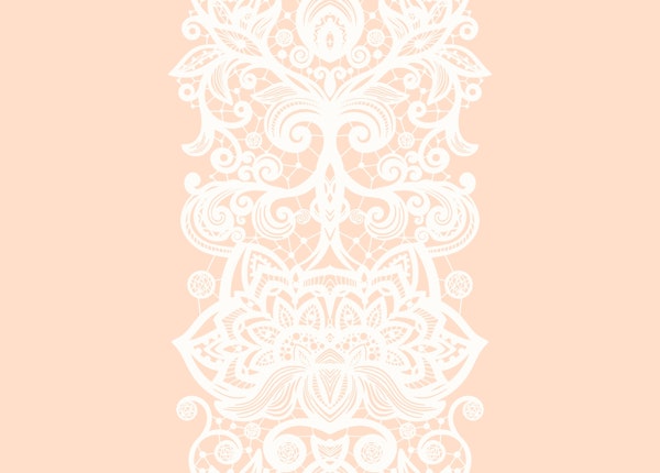 White Lace Stripes on Peach
