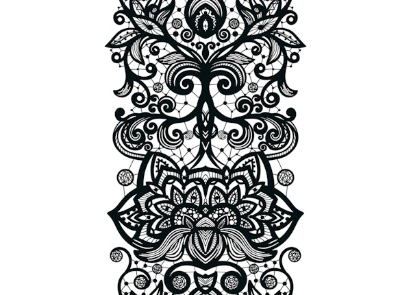 Black Lace Stripes On White