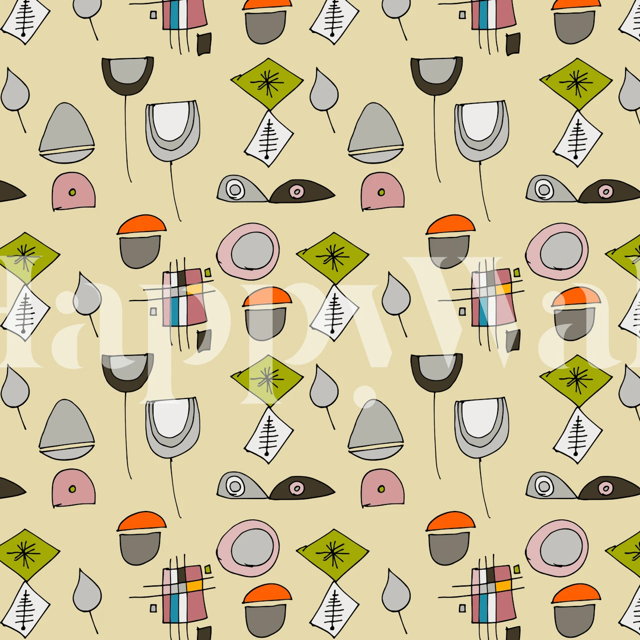 Colorful abstract shapes in earthy tones wallpaper