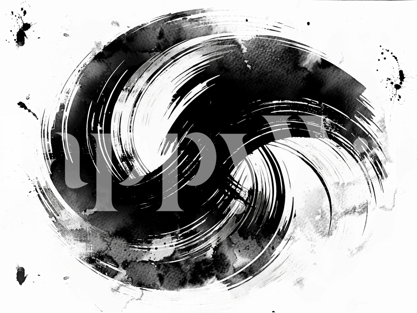 Abstract black and white brush strokes on wallpaper