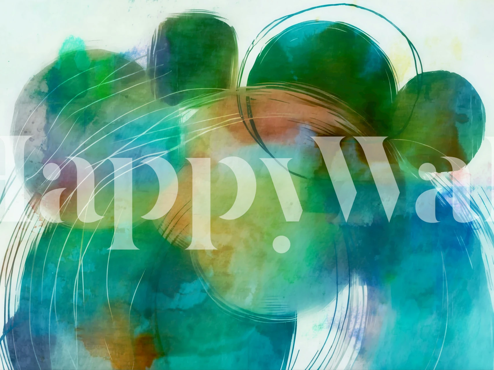 Colorful brush strokes wallpaper in a room