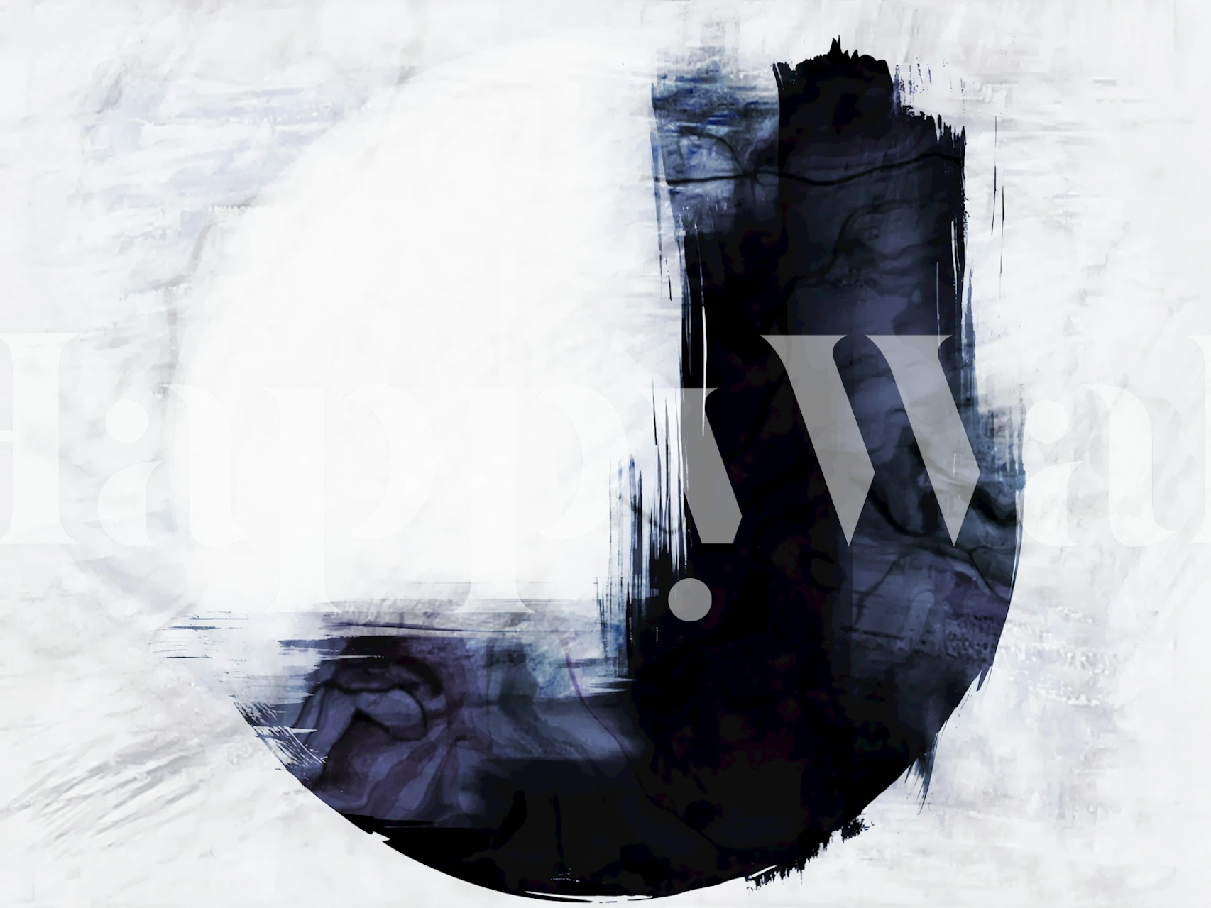 Abstract black ink swirls on a white background wallpaper