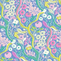 Whimsical Kitschy Floral Garden - Blue carta da parati