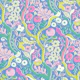 Whimsical Kitschy Floral Garden - Blue