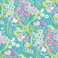 Whimsical Kitschy Floral Garden - Green carta da parati