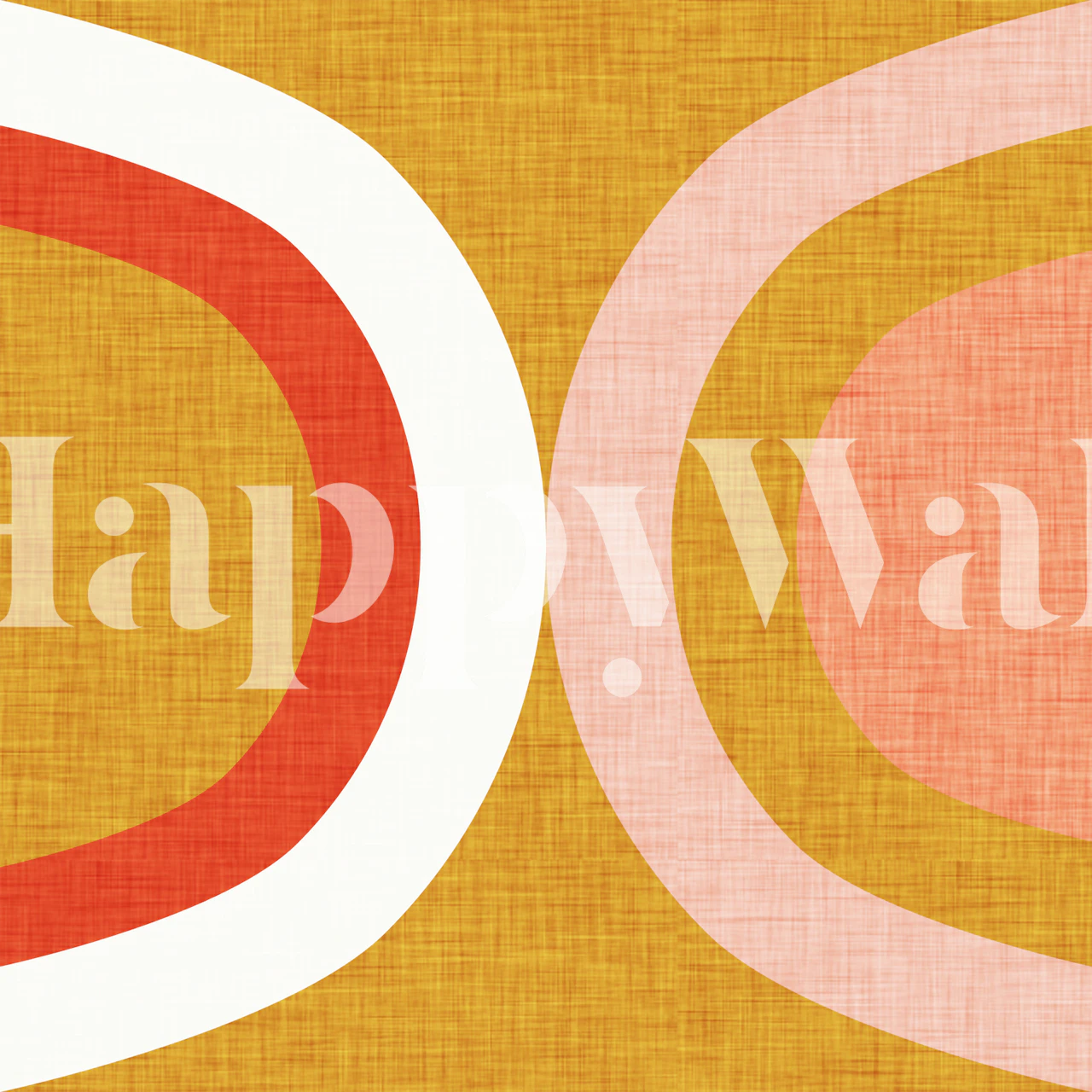 Yellow abstract pattern with red and pink shapes wallpaper