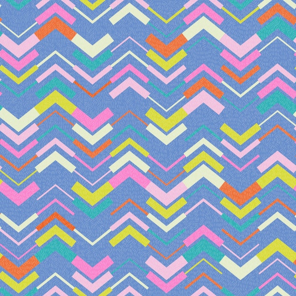 Colorful Kitschy Chevron Stripe - Blue