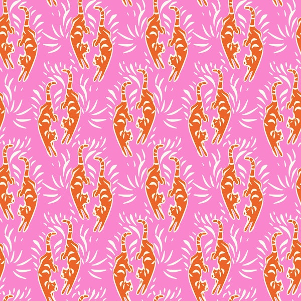 Kitschy Red Tigers - Rose Pink
