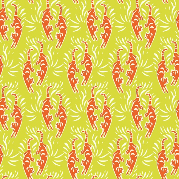 Kitschy Red Tigers - Citrine Yellow
