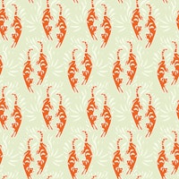 Kitschy Red Tigers - Beige wallpaper