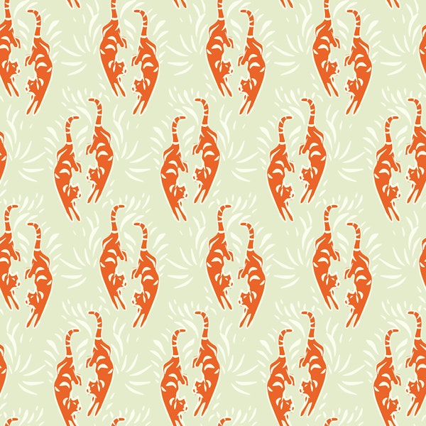 Kitschy Red Tigers - Beige