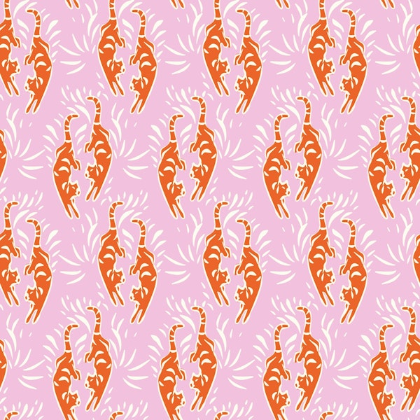 Kitschy Red Tigers - Baby Pink