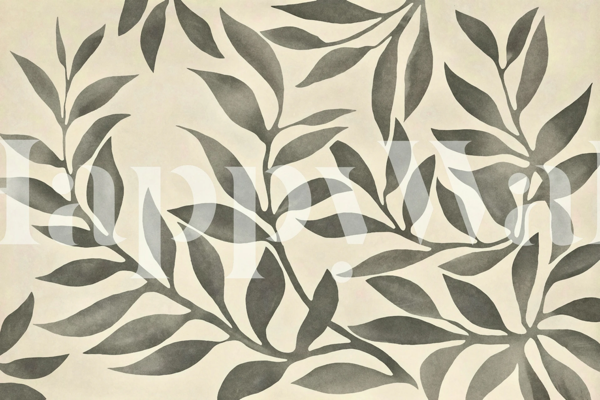 Botanical leaf pattern in greige tones wallpaper