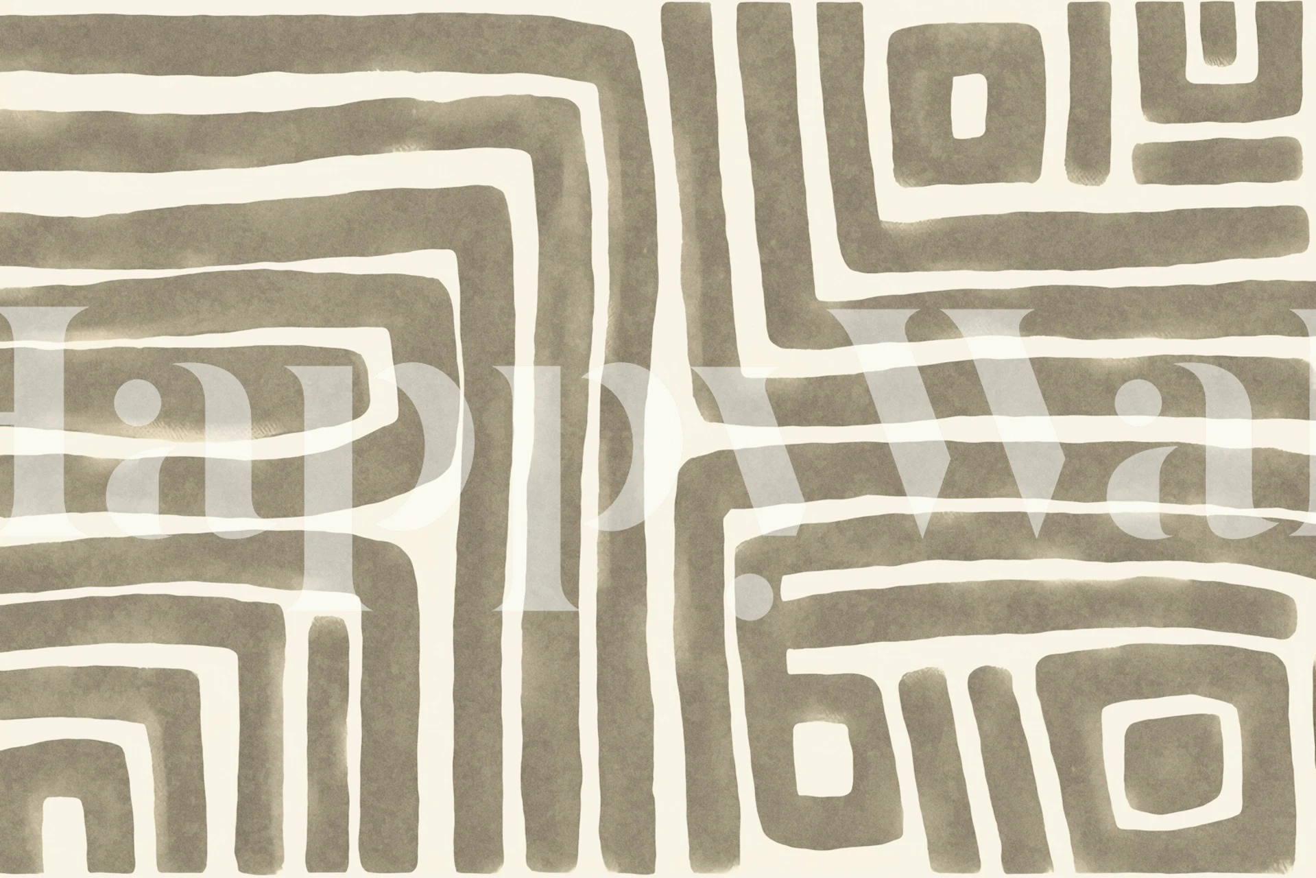 Beige abstract maze pattern with thick lines wallpaper