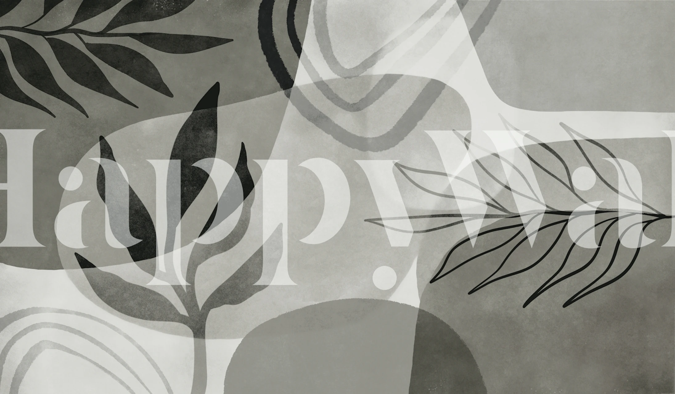 Black and white abstract botanical shapes wallpaper