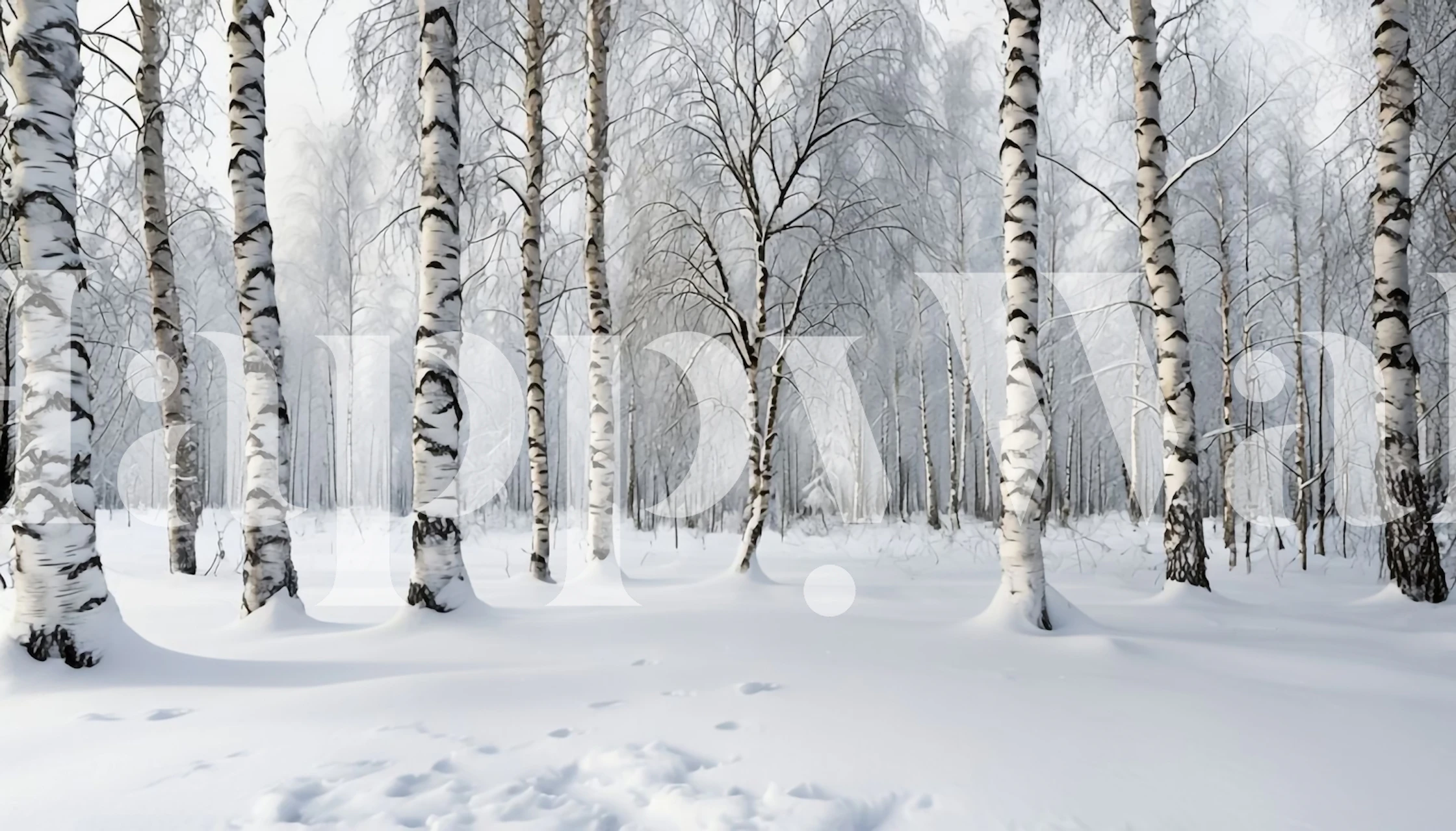 papier peint Winter Birch Serenity dans une pièce