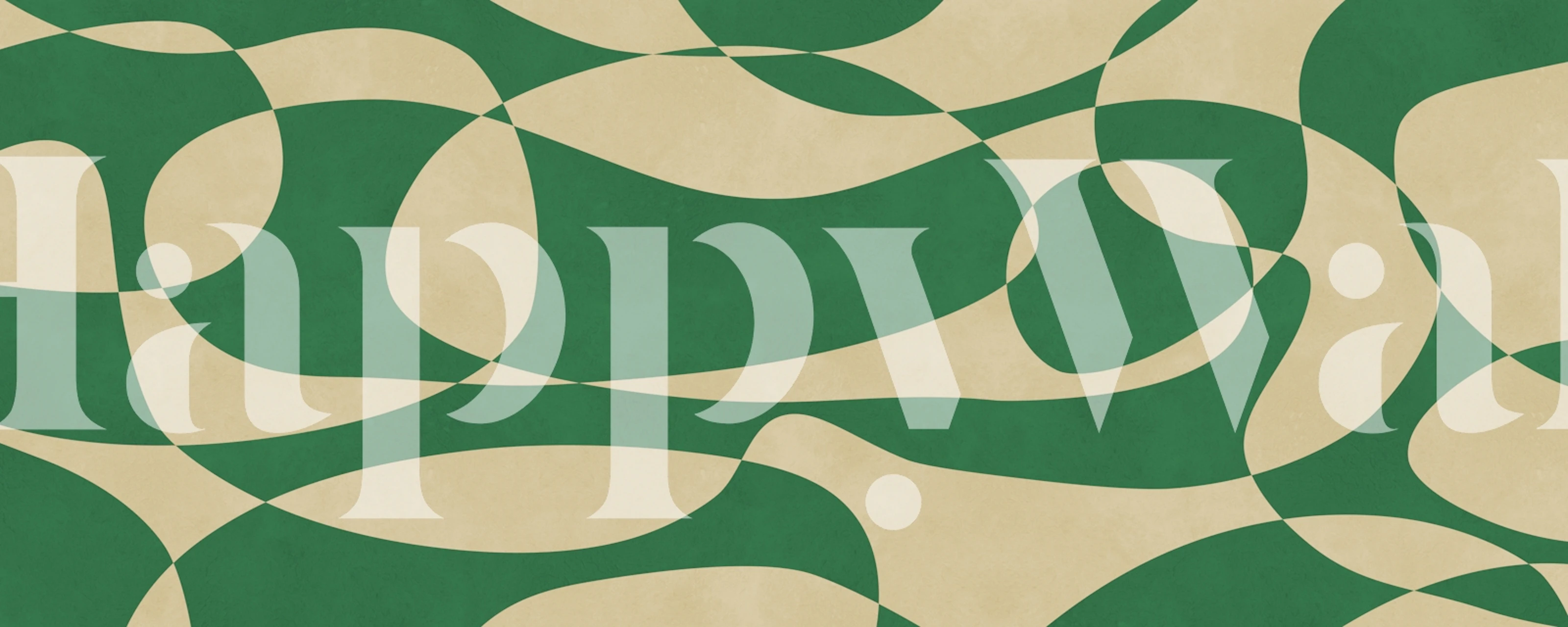 Green and cream abstract wave pattern wallpaper