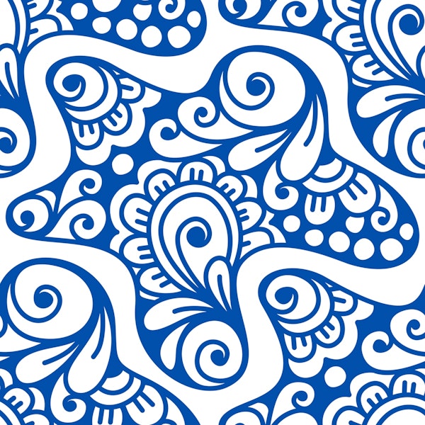 Blue Swirl Floral Doodles