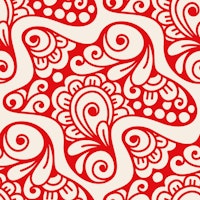 Bohemian Floral Swirls Red tapeta
