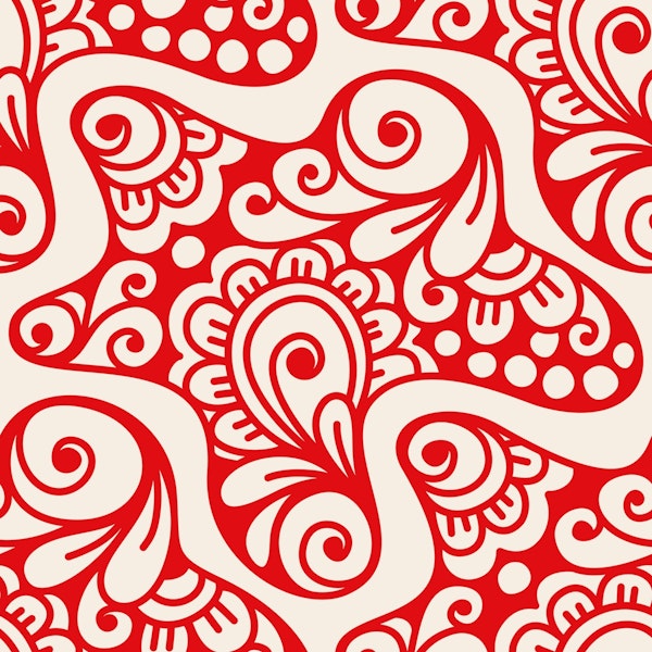 Bohemian Floral Swirls Red