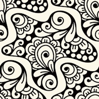 Boho Floral Swirls Black & White tapeta