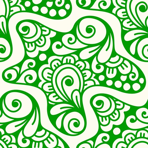 Green Swirl Deco Doodle Art