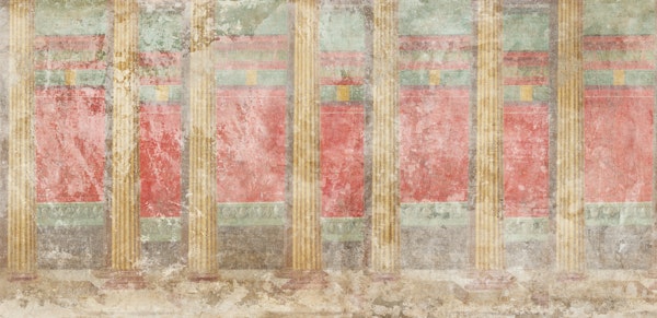 Antique Roman Fresco Red
