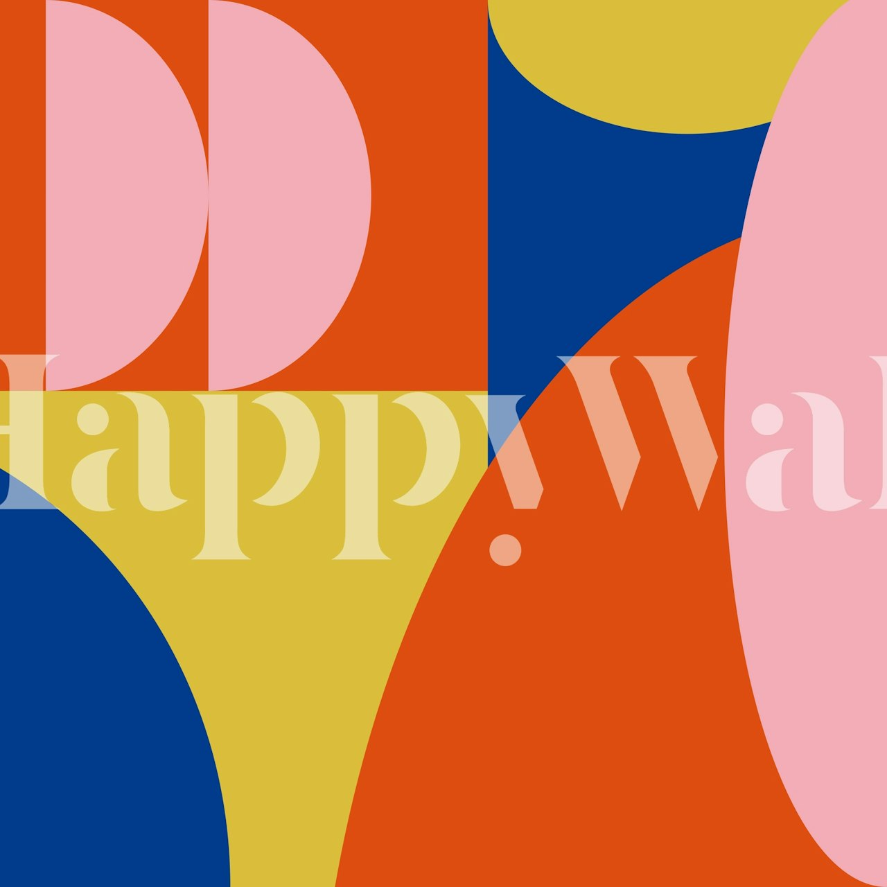 Colorful geometric shapes in red, blue, pink, and yellow wallpaper