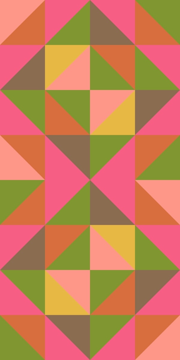 Geometric Square Tiles Grid - Orange Green