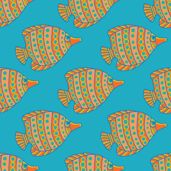 Angled Angels Tropical Fish Beach Orange Blue
