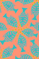Feeding Time Tropical Fish Turquoise Blush behang