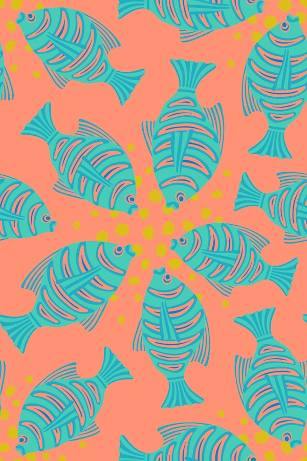 Feeding Time Tropical Fish Turquoise Blush