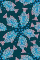 Feeding Time Tropical Fish Dark Blue tapet