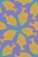 Feeding Time Tropical Fish Green Purple tapet