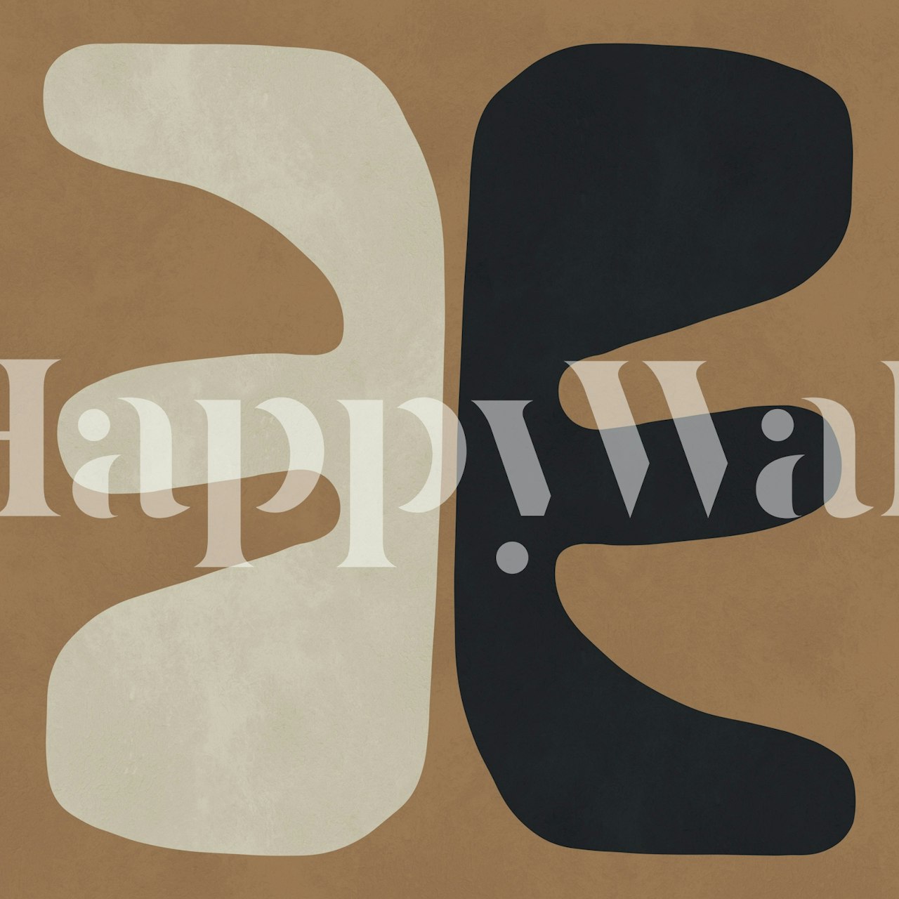 Abstract black and white shapes on brown background wallpaper