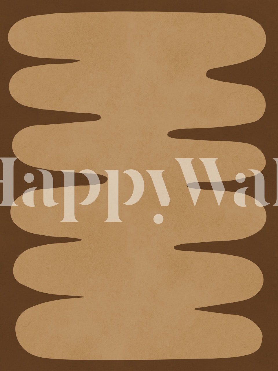 Abstract wavy brown shapes on a beige background wallpaper