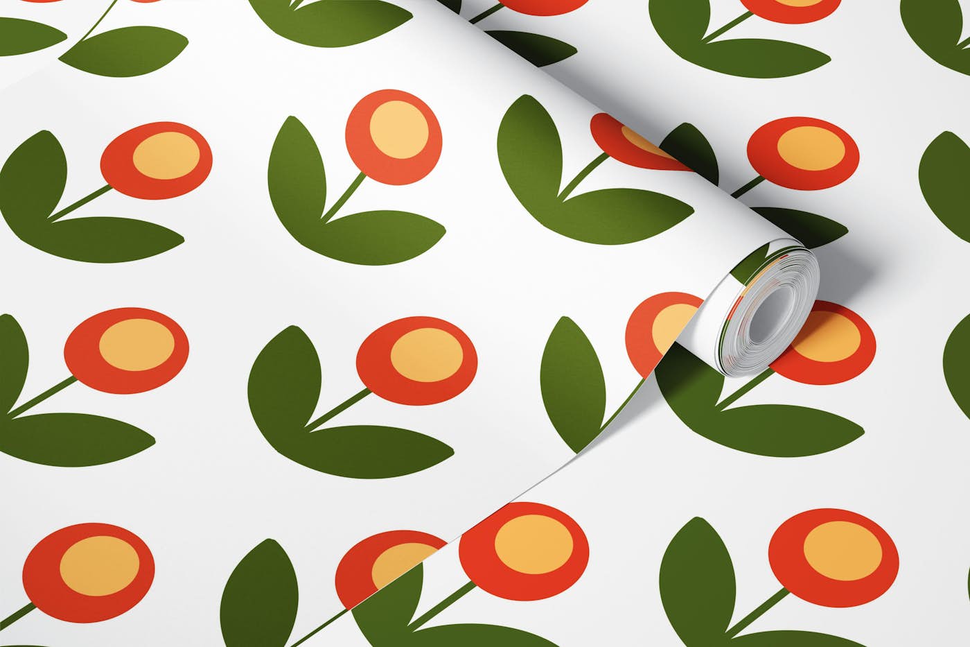 Nordic Tulip in Red wallpaper roll