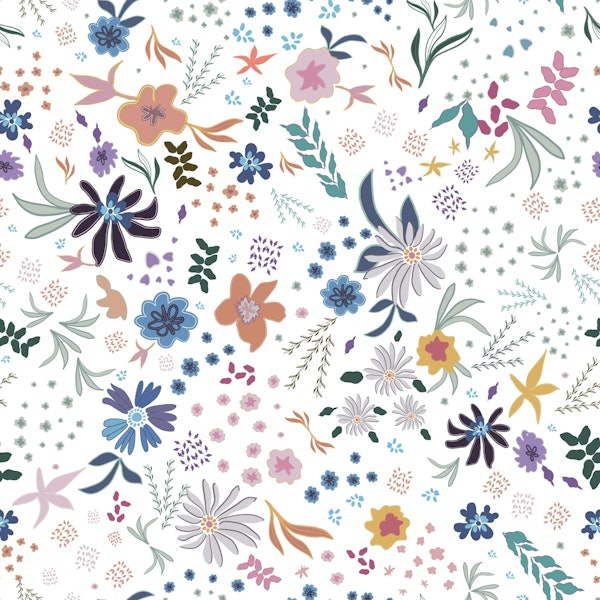 Fairy floral pattern white