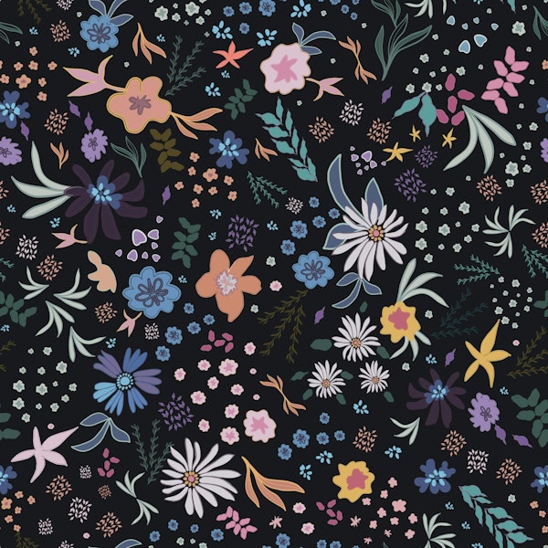 Fairy floral pattern dark